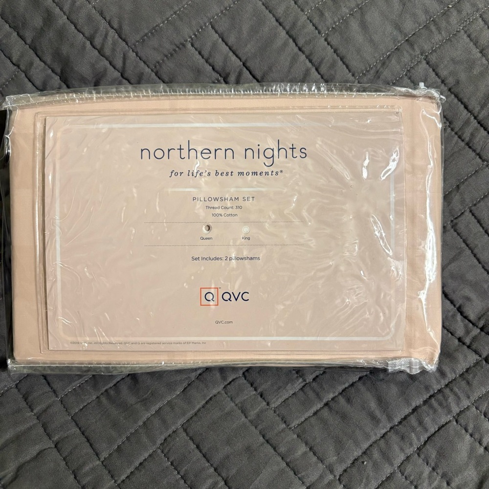 Northern Nights Striped 310TC Cotton PillowShams - Queen Blossom Pink